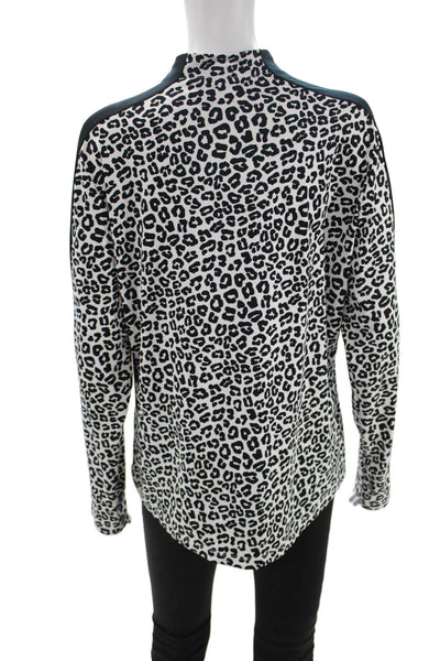 Tail Womens Black Animal Print Mock Neck Long Sleeve Pullover Top Zip Size XL