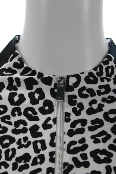 Tail Womens Black Animal Print Mock Neck Long Sleeve Pullover Top Zip Size XL