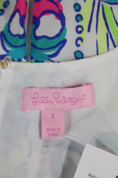 Lilly Pulitzer Womens White Abstract Shift Dress Sleeveless Zip Short Size S