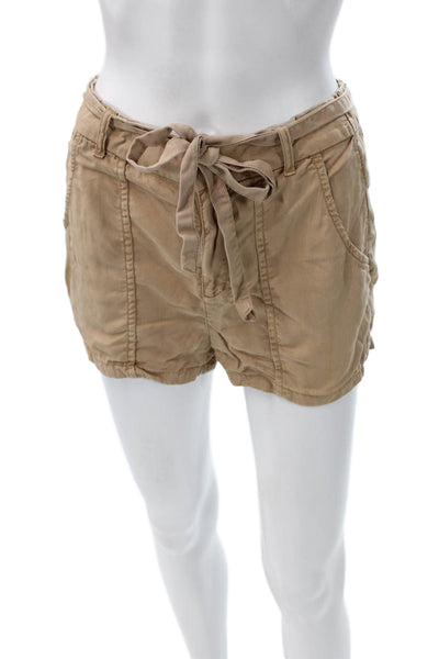 Nicole Miller Women Paperbag Beige Shorts Size XS