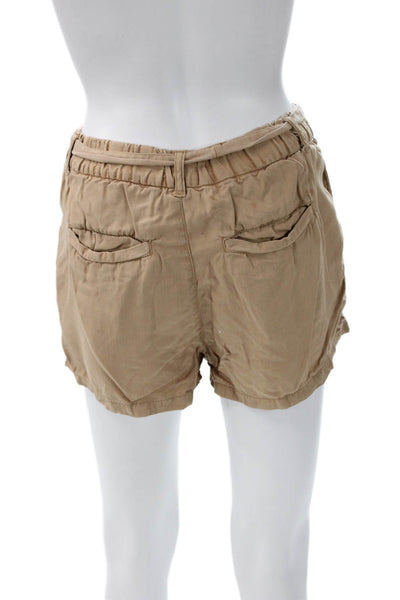 Nicole Miller Women Paperbag Beige Shorts Size XS