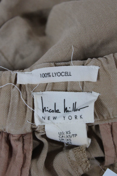 Nicole Miller Women Paperbag Beige Shorts Size XS