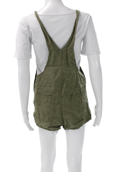 We Wore What Womens Linen Overall Jumpsuit Green Sleeveless Size XS