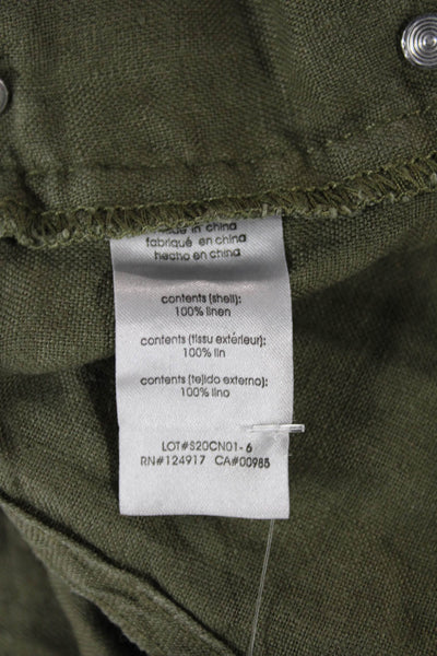 We Wore What Womens Linen Overall Jumpsuit Green Sleeveless Size XS