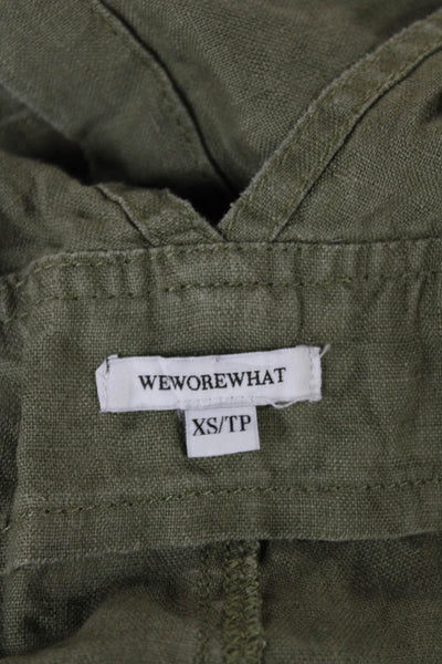 We Wore What Womens Linen Overall Jumpsuit Green Sleeveless Size XS