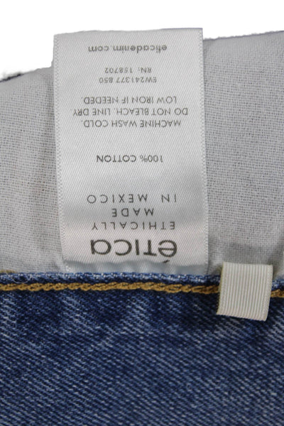 Etica Women Mom Shorts Blue Button Cotton Size 27