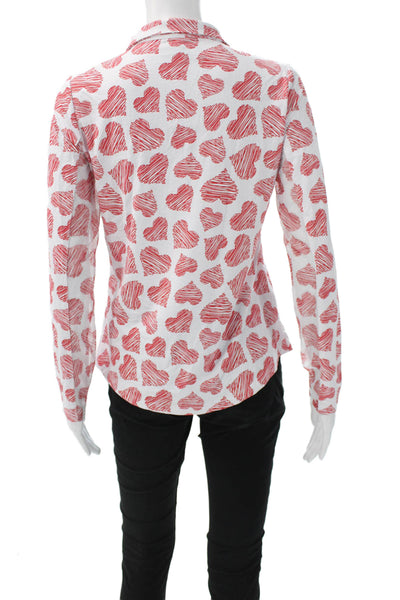 Ibkul Womens White Spotted Collared Zip Pullover Top Nylon Long Sleeve Size S