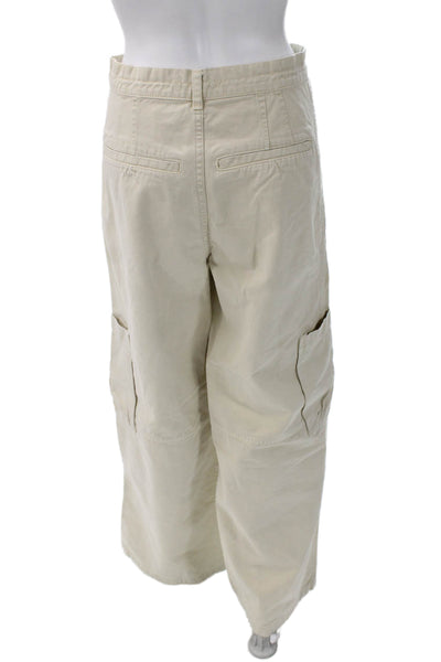 Zara Womens Cargo Pants Beige Cotton 32in Inseam Size 2