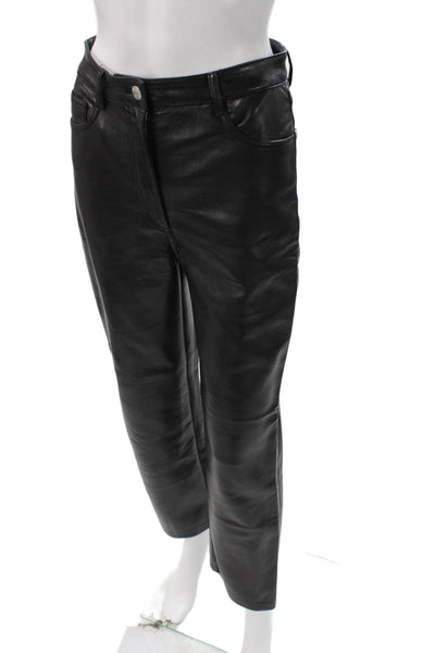 Wilfred Women Ankle Pants Black Polyurethane Button Closure Size 28