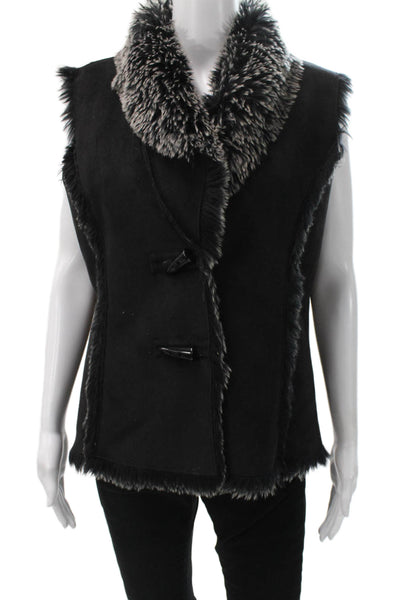 Votre Nom Women Black Polyester Toggle Vest Size L