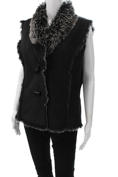 Votre Nom Women Black Polyester Toggle Vest Size L