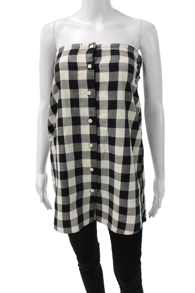 Zara Trafaluc Womens Black Check Strapless Cotton Blend Tunic Size M