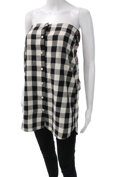 Zara Trafaluc Womens Black Check Strapless Cotton Blend Tunic Size M