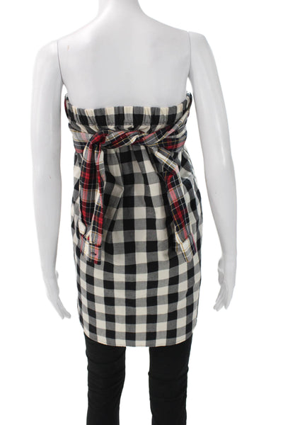 Zara Trafaluc Womens Black Check Strapless Cotton Blend Tunic Size M