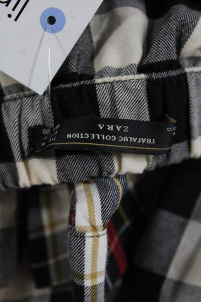 Zara Trafaluc Womens Black Check Strapless Cotton Blend Tunic Size M