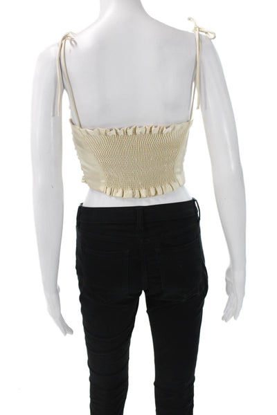 Zara Women Camisole Beige Square Neck Polyester Blend Sleeveless Size S