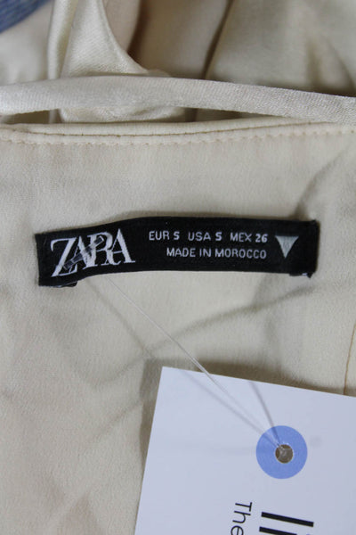 Zara Women Camisole Beige Square Neck Polyester Blend Sleeveless Size S