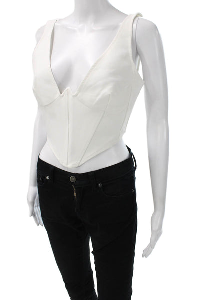 Bardot Womens Cropped V-Neck Tank White Polyester Zip Size 6