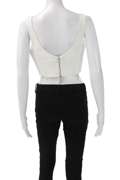 Bardot Womens Cropped V-Neck Tank White Polyester Zip Size 6