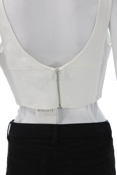 Bardot Womens Cropped V-Neck Tank White Polyester Zip Size 6