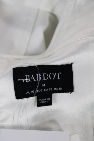 Bardot Womens Cropped V-Neck Tank White Polyester Zip Size 6