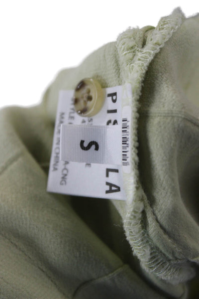 Pistola Womens Blouse Button-Up Collar Check Viscose Green Short Sleeve Size S