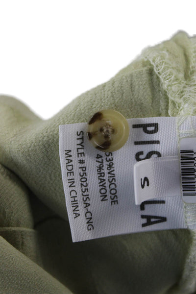 Pistola Womens Blouse Button-Up Collar Check Viscose Green Short Sleeve Size S