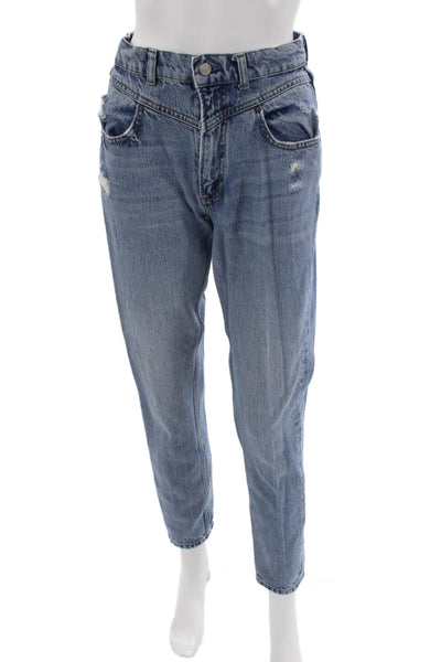 Boyish Womens Mom Jeans Blue Mid Rise Cotton Blend 26 Inseam Size 26