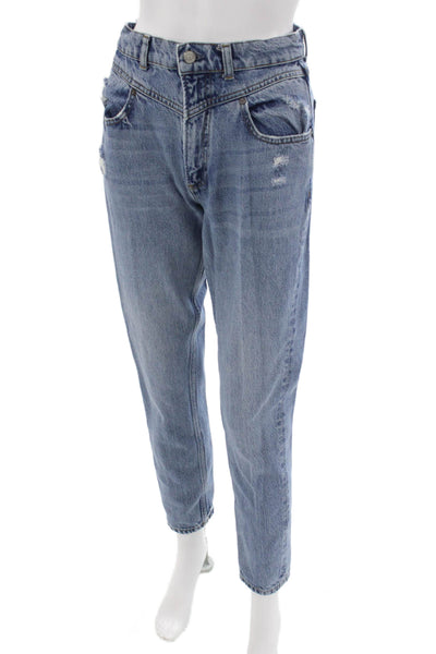 Boyish Womens Mom Jeans Blue Mid Rise Cotton Blend 26 Inseam Size 26