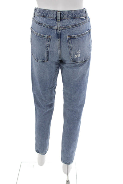 Boyish Womens Mom Jeans Blue Mid Rise Cotton Blend 26 Inseam Size 26