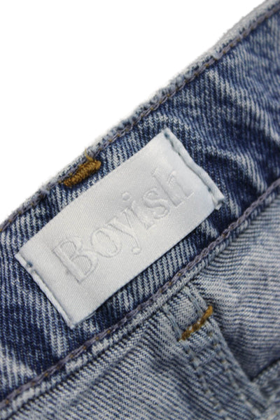 Boyish Womens Mom Jeans Blue Mid Rise Cotton Blend 26 Inseam Size 26