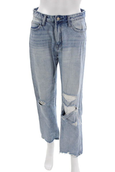 Vervet Women Straight Jeans Blue High Waist 100% Cotton Button Size 27
