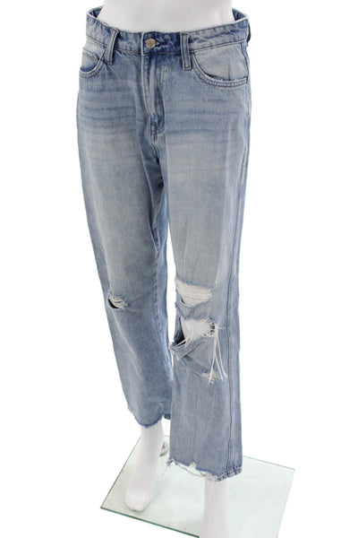 Vervet Women Straight Jeans Blue High Waist 100% Cotton Button Size 27