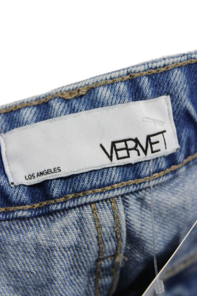 Vervet Women Straight Jeans Blue High Waist 100% Cotton Button Size 27