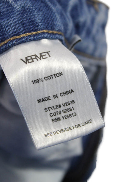 Vervet Women Straight Jeans Blue High Waist 100% Cotton Button Size 27