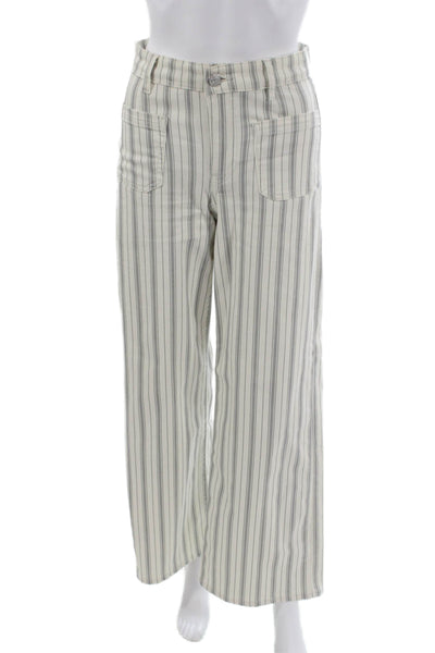 Frame Womens Wide Leg Jeans Ivory Striped Cotton Blend Size 25