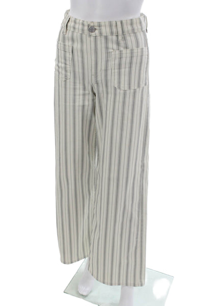 Frame Womens Wide Leg Jeans Ivory Striped Cotton Blend Size 25