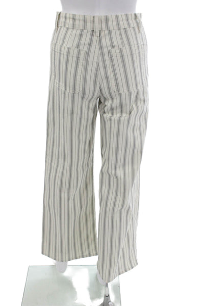 Frame Womens Wide Leg Jeans Ivory Striped Cotton Blend Size 25