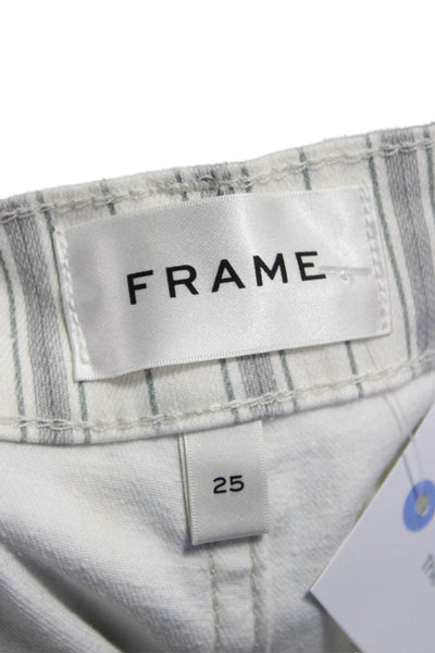 Frame Womens Wide Leg Jeans Ivory Striped Cotton Blend Size 25