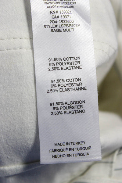 Frame Womens Wide Leg Jeans Ivory Striped Cotton Blend Size 25