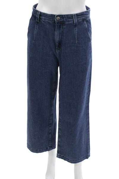 AG Womens Cropped Jeans Blue Mid Rise Button Cotton Blend Size 25