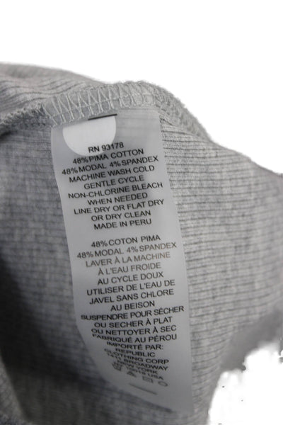 Elie Tahari Women Gray Pima Cotton Mock Neck Sleeveless Tank Size S