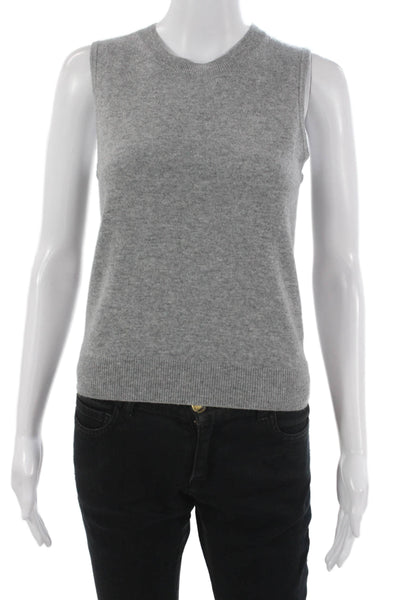 Theory Women Gray Sleeveless Vest Sweater Crew Neck Solid Size PP