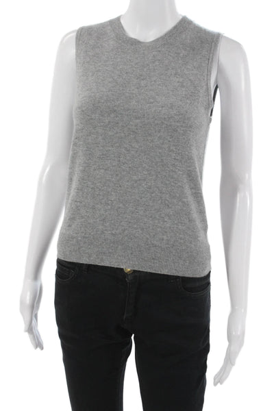 Theory Women Gray Sleeveless Vest Sweater Crew Neck Solid Size PP