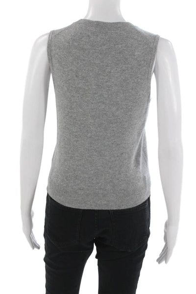 Theory Women Gray Sleeveless Vest Sweater Crew Neck Solid Size PP