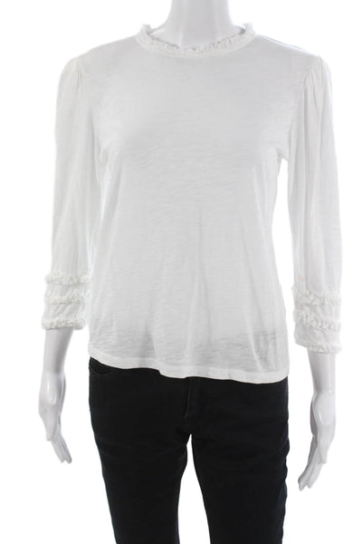 Goldie Womens Basic T Shirt 3/4 Sleeve Crew Neck Pima Cotton Solid Size S