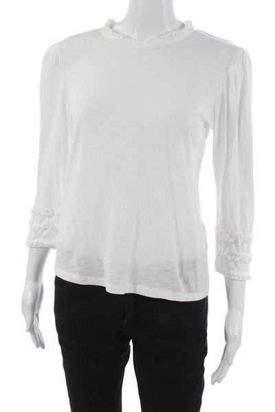 Goldie Womens Basic T Shirt 3/4 Sleeve Crew Neck Pima Cotton Solid Size S