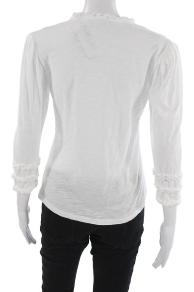 Goldie Womens Basic T Shirt 3/4 Sleeve Crew Neck Pima Cotton Solid Size S