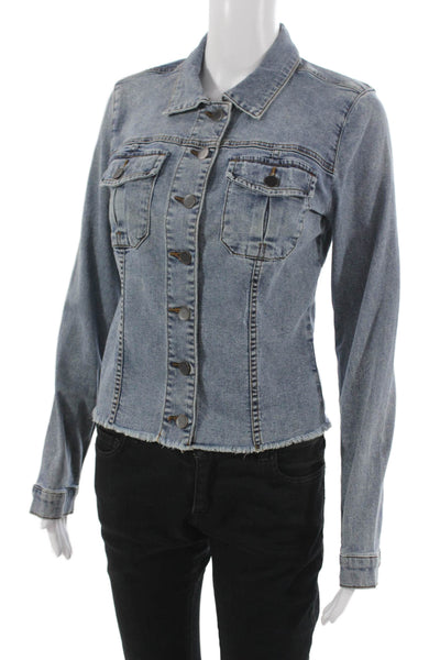 KUT from the Kloth Women Basic Jacket Blue Cotton Button Long Sleeve Size S