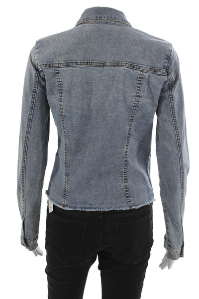 KUT from the Kloth Women Basic Jacket Blue Cotton Button Long Sleeve Size S